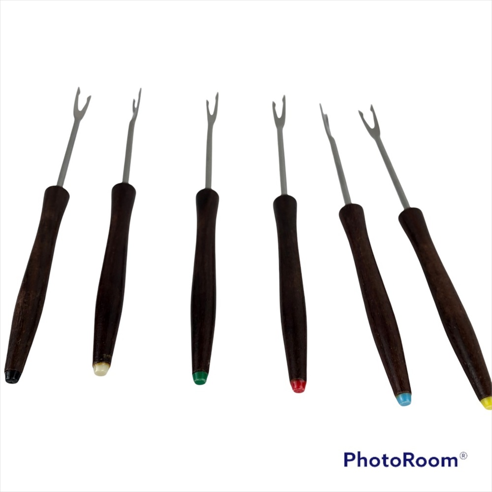 Vintage Fondue Forks 6 Forks Color Coded 7” Stainless Vintage for Charcuterie